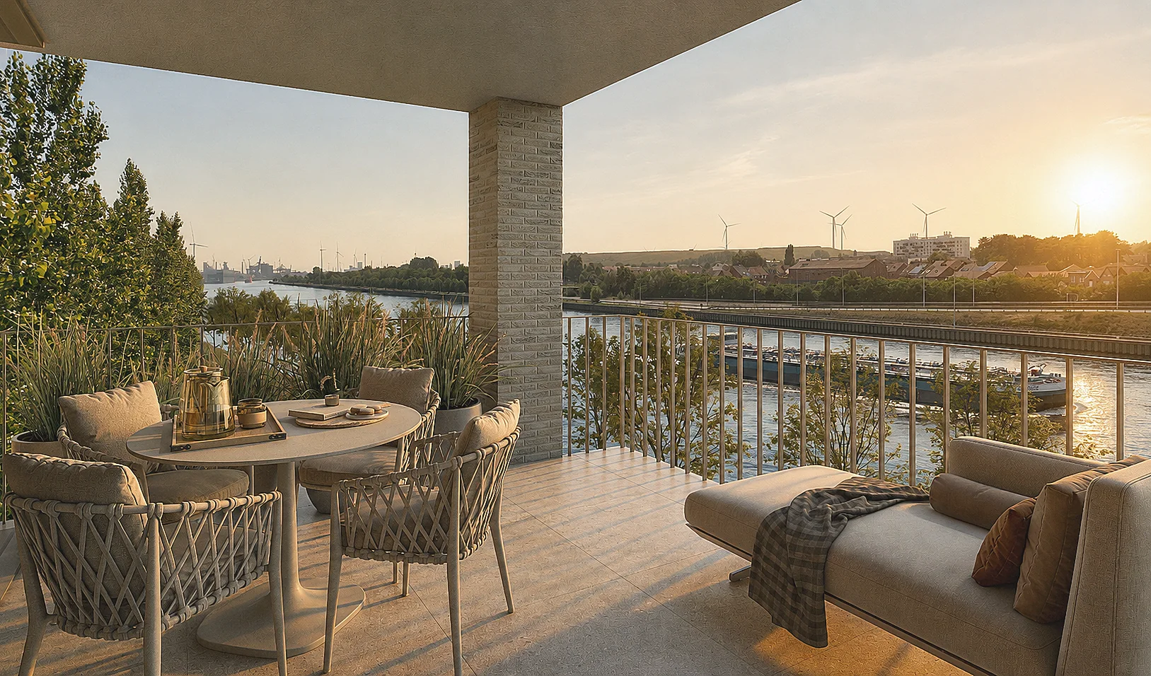 Terras met zicht op het water